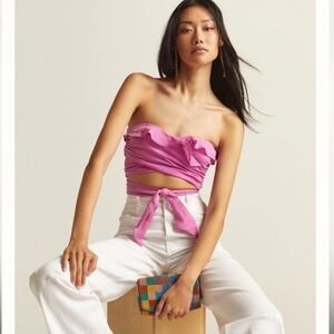 NWT ruffle tie front tube top Anthropologie